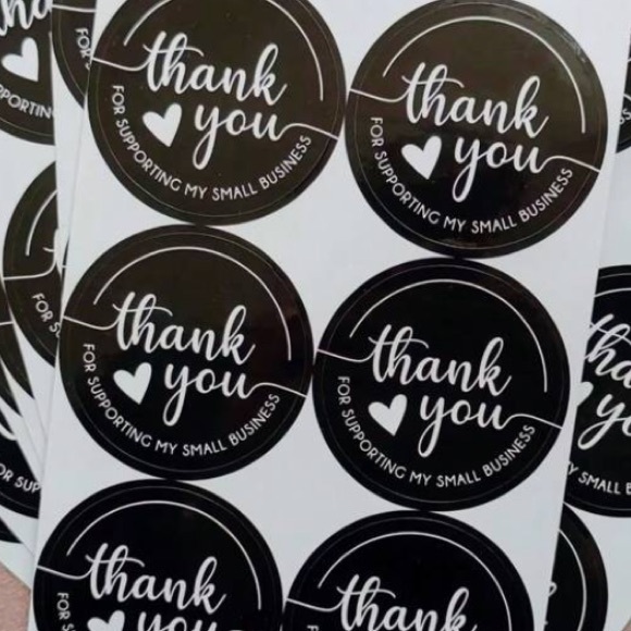 Other - 30pk 2” Black Round Thank You Stickers Thank You for Supporting Small Business